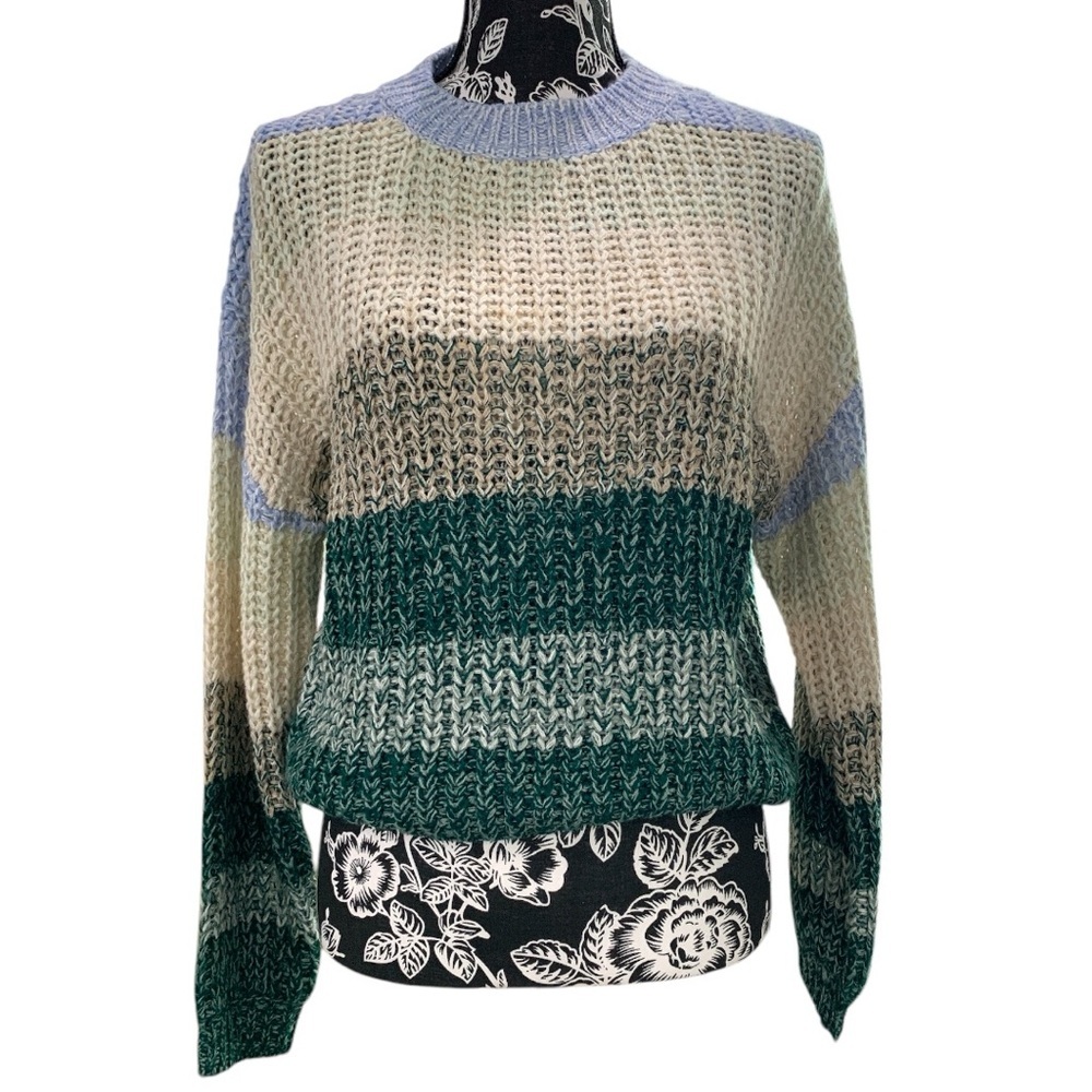 Chunky Colorblock Knit Sweater Oversized Slouchy Pullover NWT - Picture 2 of 6